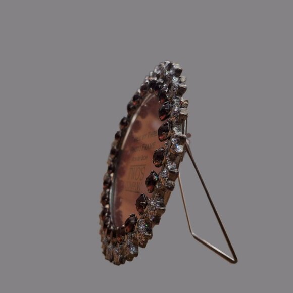 Two's Company Oval Double Austrian Crystal Picture Frame 3" Round Frame NIB - Picture 3 of 6